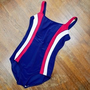 Vintage BALTAX One Piece Red,White & Blue Swimsuit